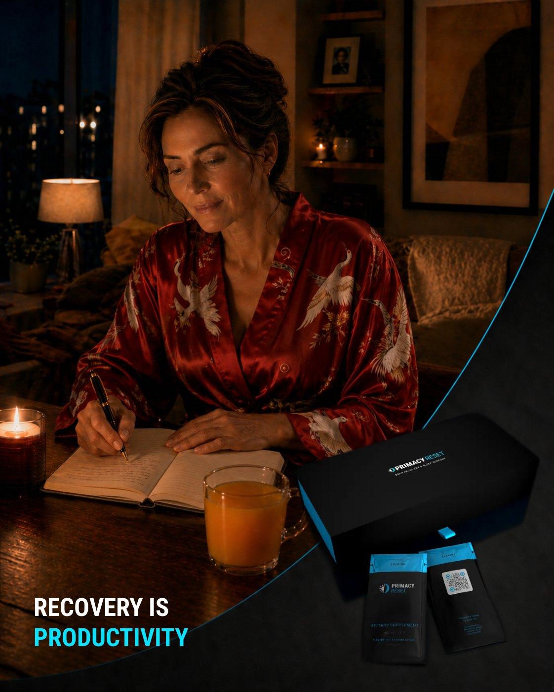RESET in use — winding down with a book in the evening