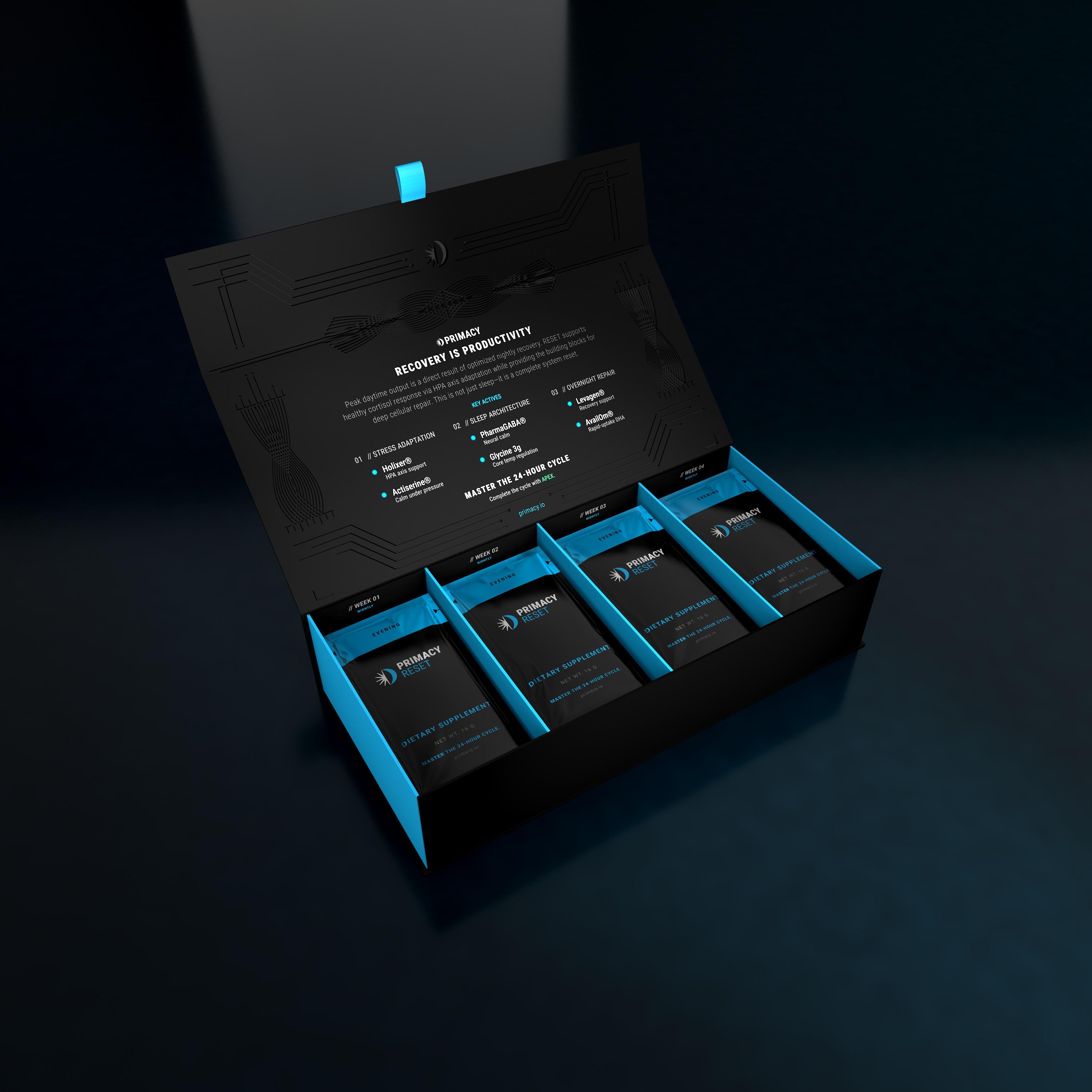 RESET supplement pouch front