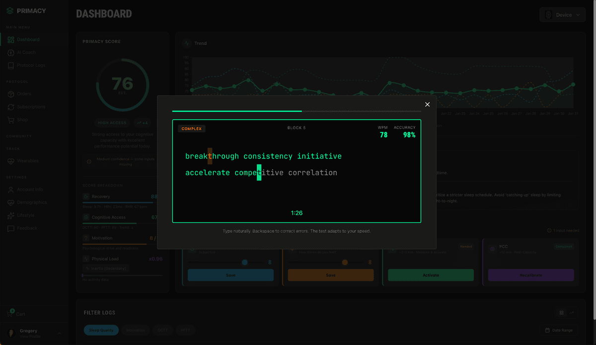 DCTT Interface Screenshot